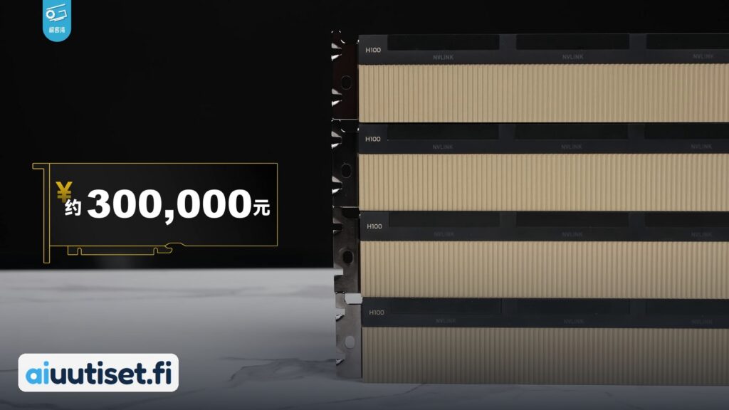 Nvidia H100 -tekoälykiihdytin eli GPU lähikuvassa.