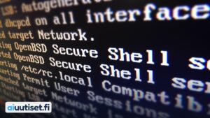 Näyttökuva, jossa OpenBSD-käyttöjärjestelmä käynnistää SSH-etäyhteyspalvelimensa.